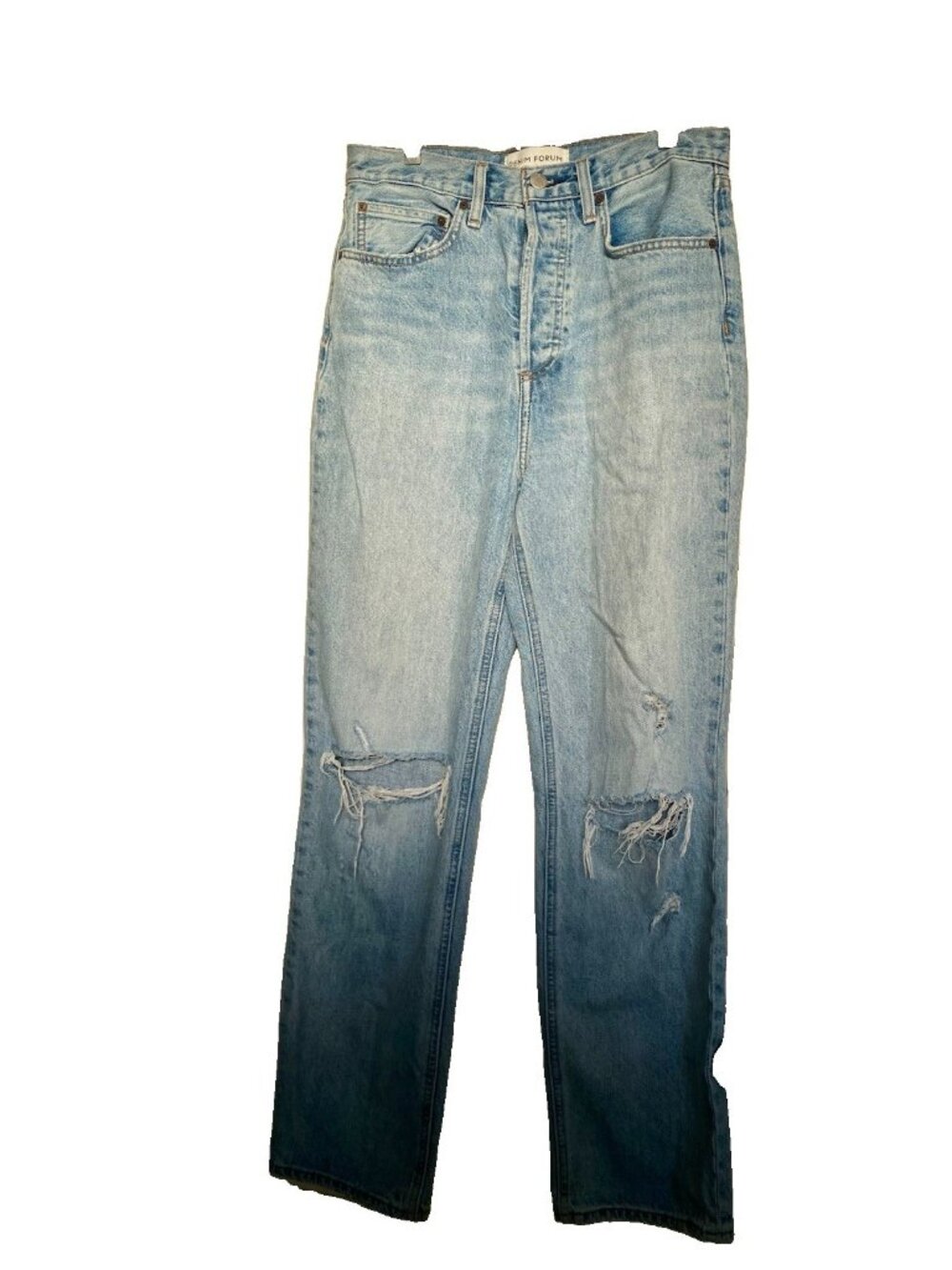 Denim Forum Joni High Rise Loose Jeans Womens 27 Light Wash Button Fly Cotton